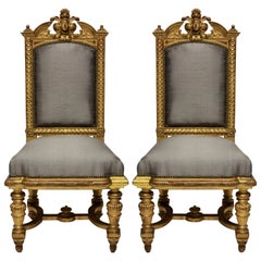Pair of Fine Napoleon III Water Gilded Chairs
