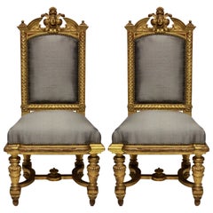 Pair of Fine Napoleon III Water Gilded Chairs