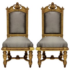 Pair of Fine Napoleon III Water Gilded Chairs