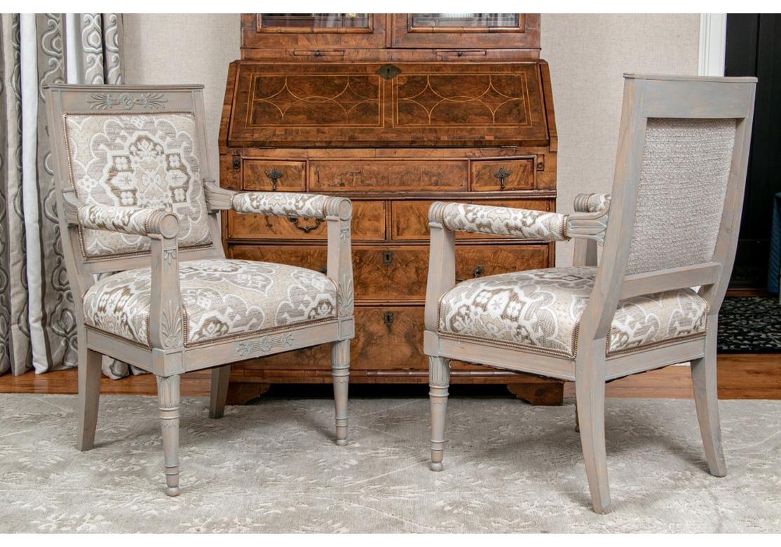 Pair of Fine Neoclassical Style Paint Decorated Arm Chairs For Sale 11