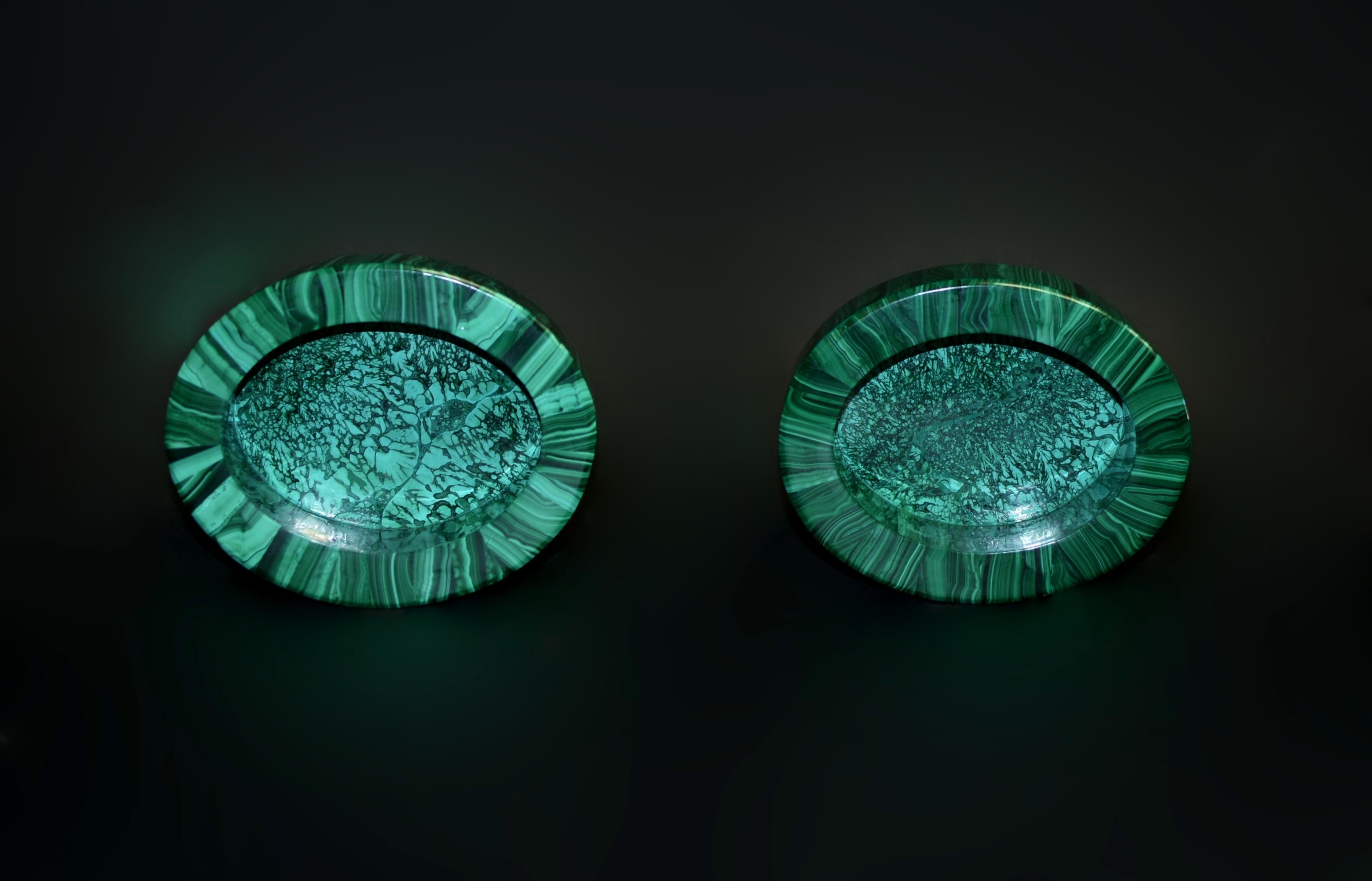 Pair of Fine Oval Malachite Boxes 6 Lb For Sale 5