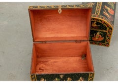 Pair of Fine Painted Indian Dome Top Trunks