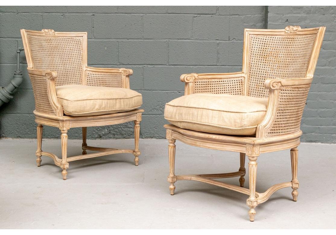 Pair of Fine Quality Caned French Style Bergeres For Sale 2