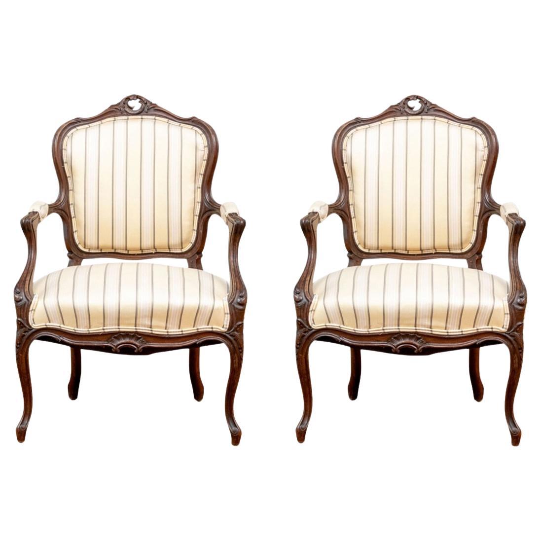 Pair Of Fine Quality Carved Walnut Fauteuils