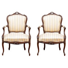 Pair Of Fine Quality Carved Walnut Fauteuils
