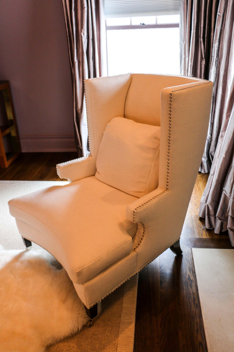 Pair of Fine Quality Custom Modern Wing Chair For Sale at 1stdibs