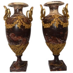 Pair of Fine Quality Large 19th Century French Marble and Ormolu Urns