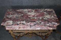 Paar hochwertige Konsolentische aus Giltwood mit Marmorplatte im Stil von Louis XVI CIRCA 1870
