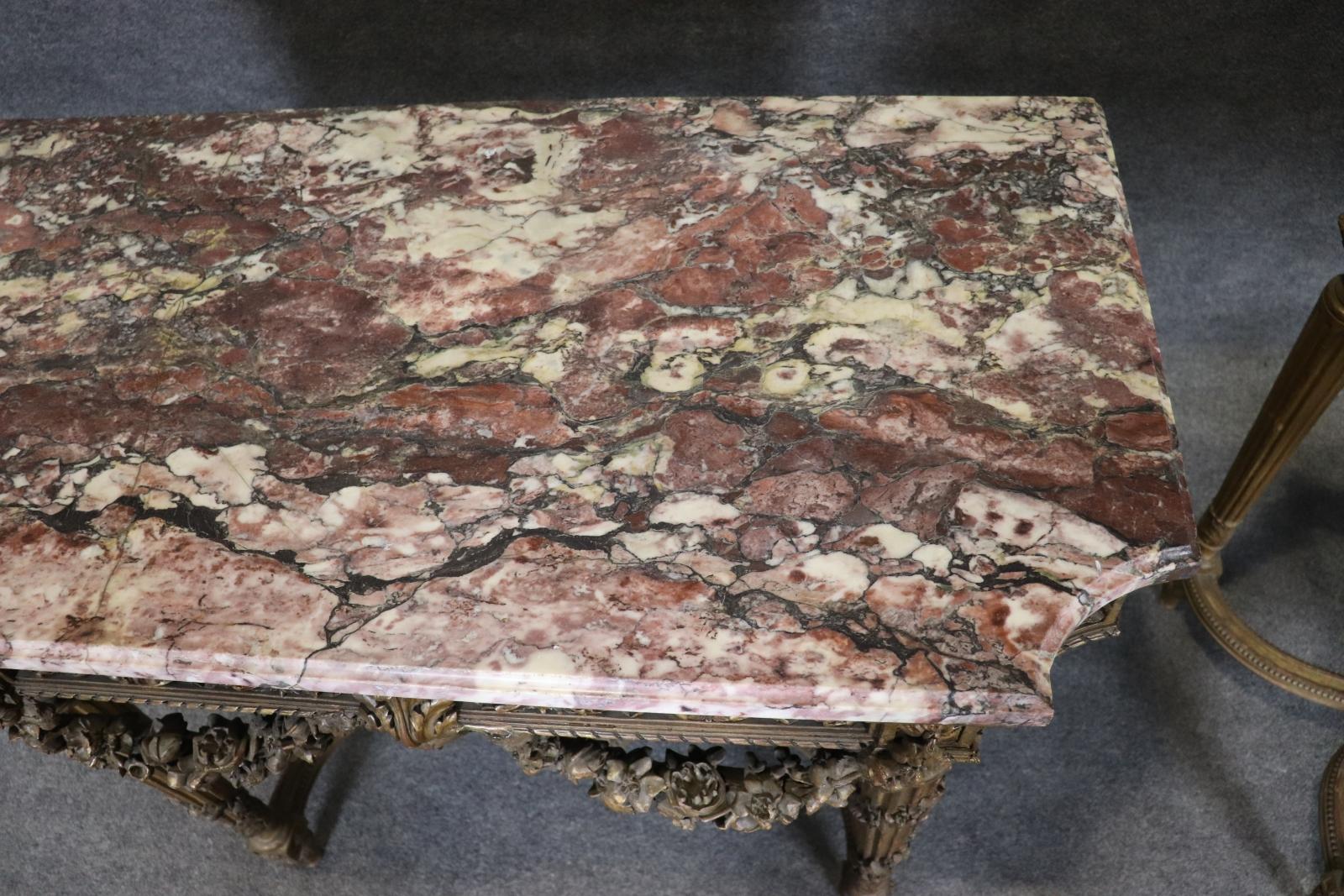Pair of Fine Quality Marble Top Giltwood Louis XVI Console Tables Circa 1870 For Sale 2