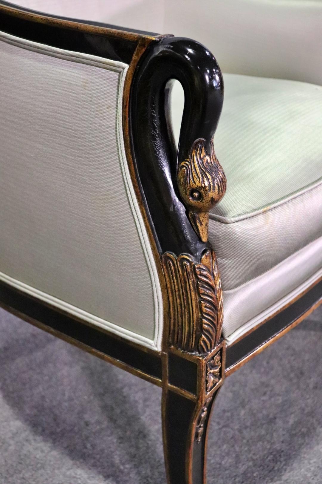 Gilt accents. Swan figural. 38 1/2
