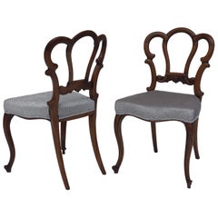 Antique Pair of Victorian Walnut Side Chairs