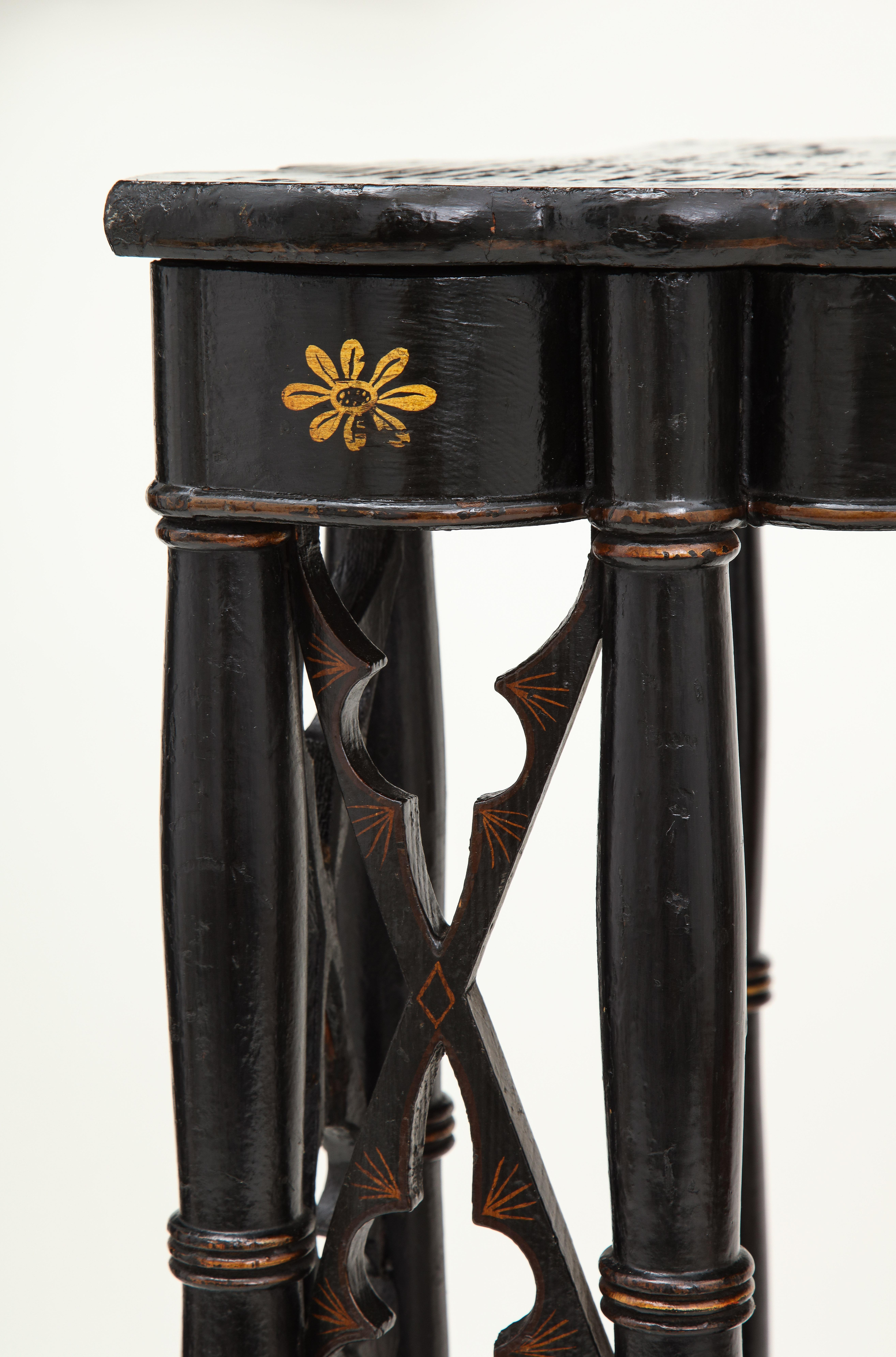 Pair of Fine Regency Black Painted and Chinese Lacquer Side Tables 6