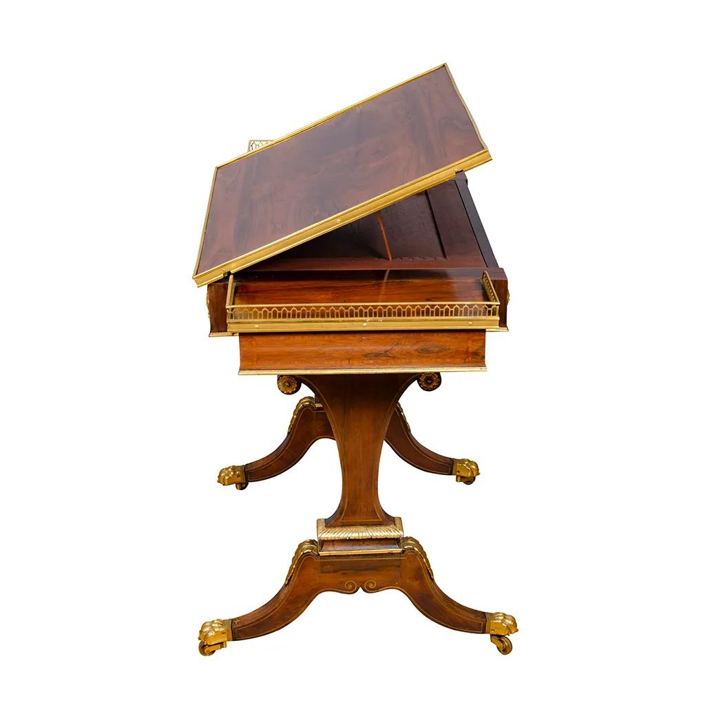 Pair of Fine Regency Rosewood and Bronze Mounted Writing / Games Table For Sale 9