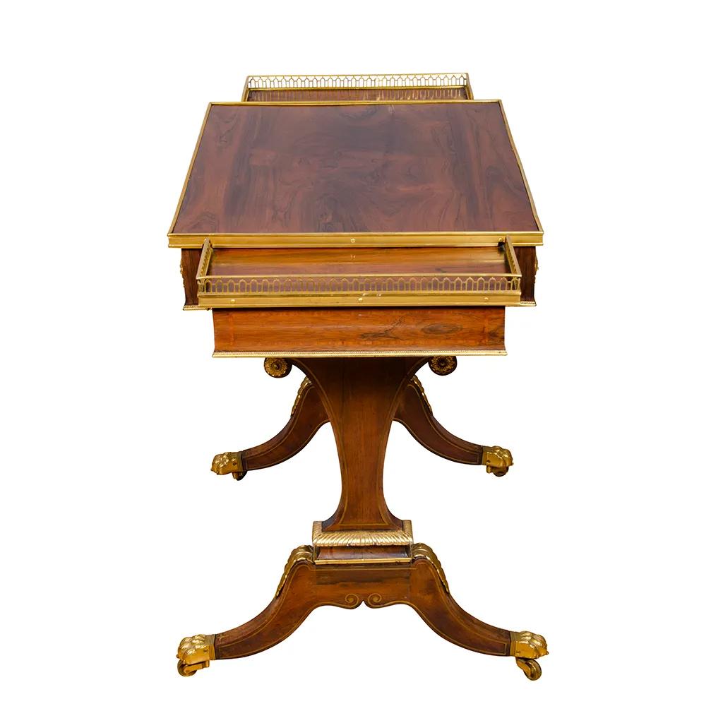 Pair of Fine Regency Rosewood and Bronze Mounted Writing / Games Table For Sale 10