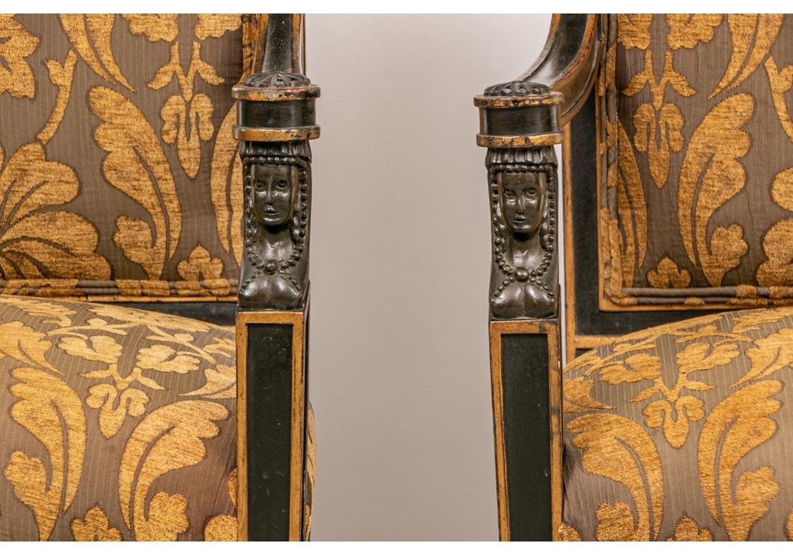 19th Century Pair of Fine Regency Style Paint Decorated Armchairs
