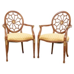 Pair of Fine Regency Style Spider Back Armchairs