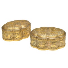 Pair of Fine Repousse Elegant Form Boxes