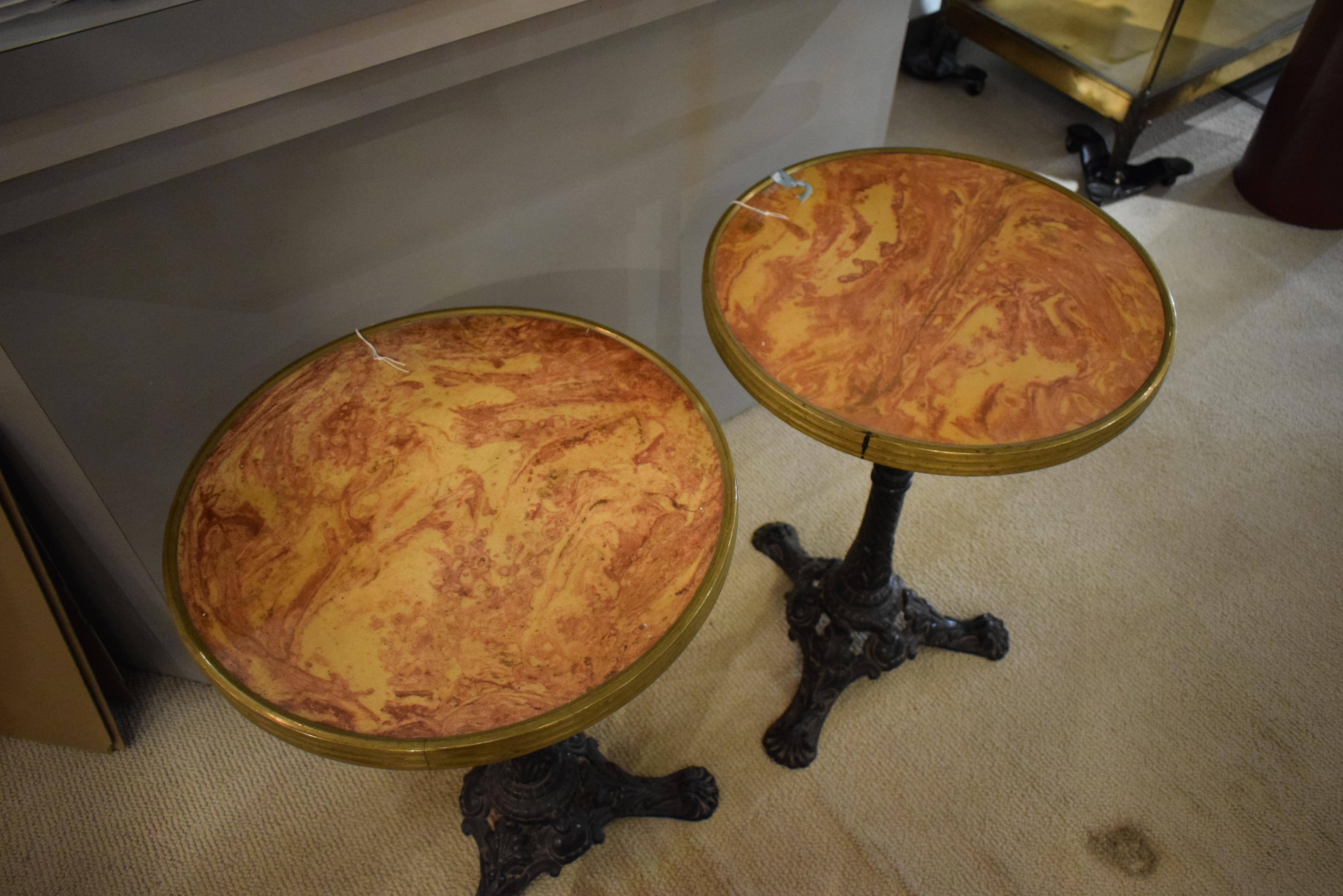 French Pair of Fine Round Marble Top Bistro Tables For Sale
