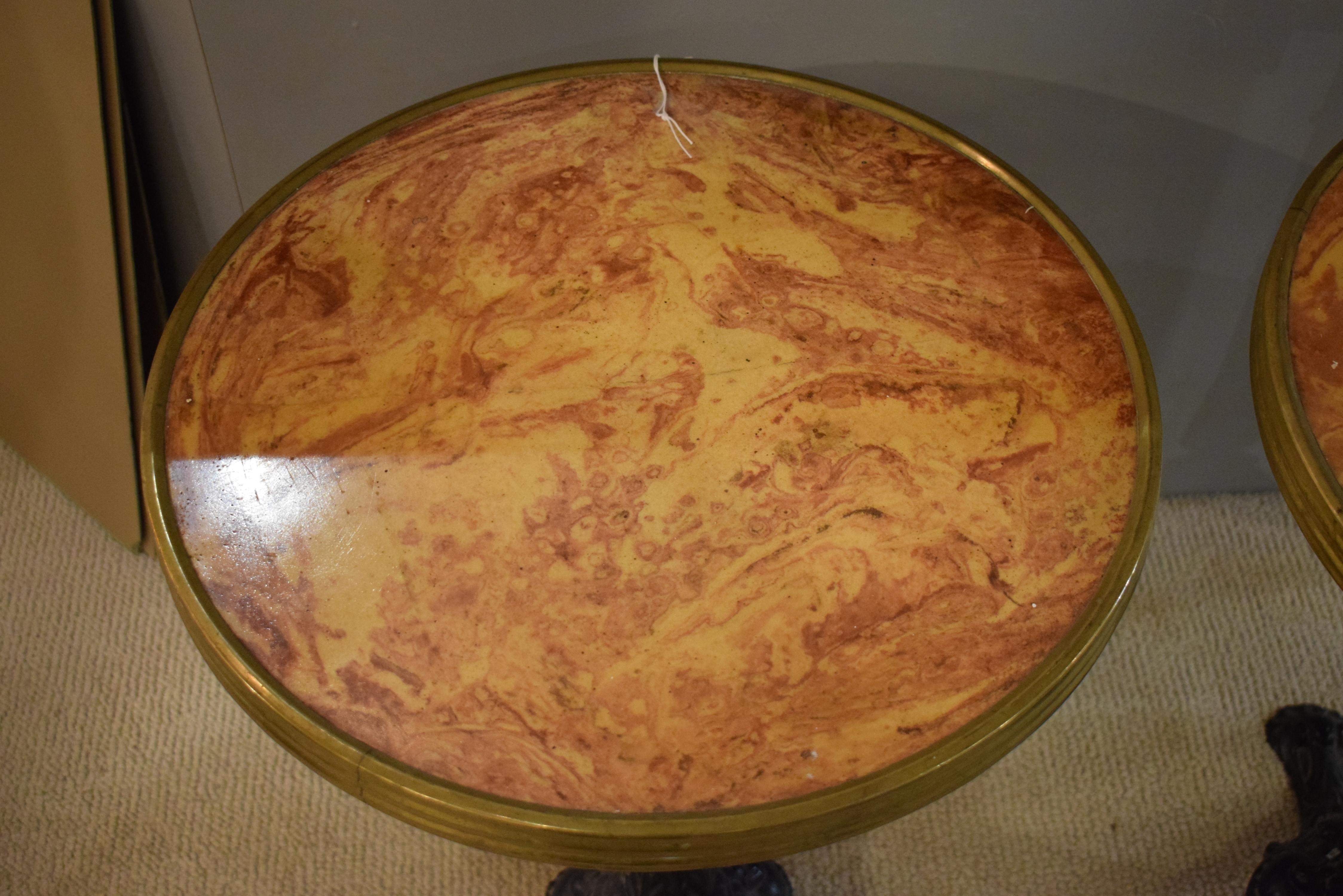 Pair of Fine Round Marble Top Bistro Tables In Good Condition For Sale In Atlanta, GA