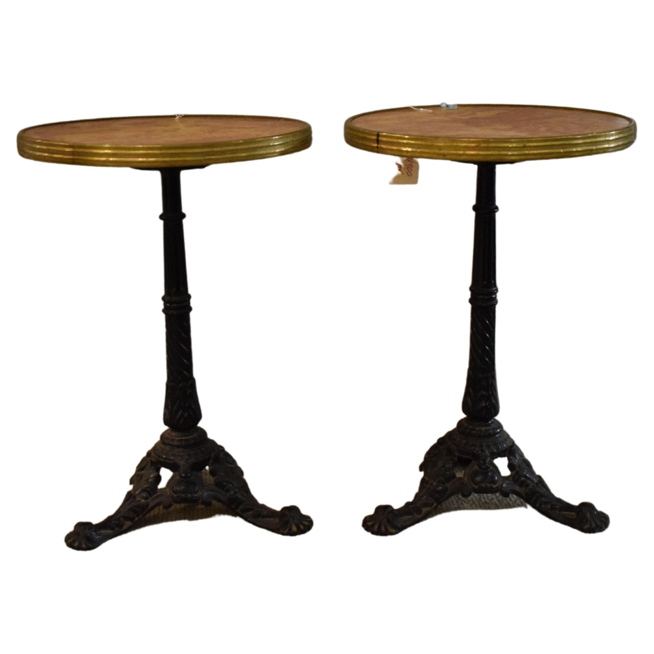 Pair of Fine Round Marble Top Bistro Tables For Sale
