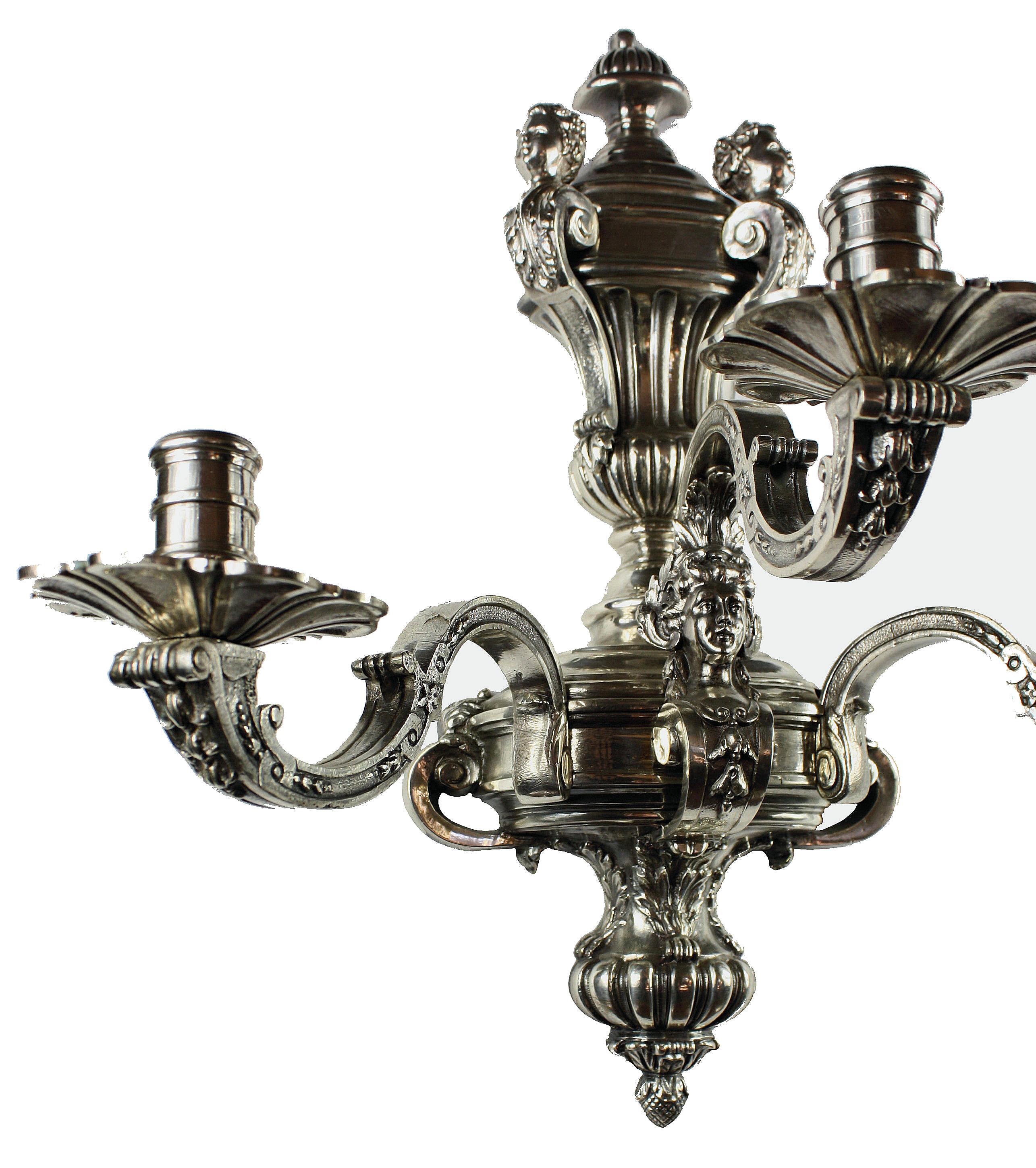 English Pair of Fine Silver Plated Bronze Knole Wall Sconces