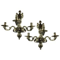 Pair of Fine Silver Plated Bronze Knole Wall Sconces