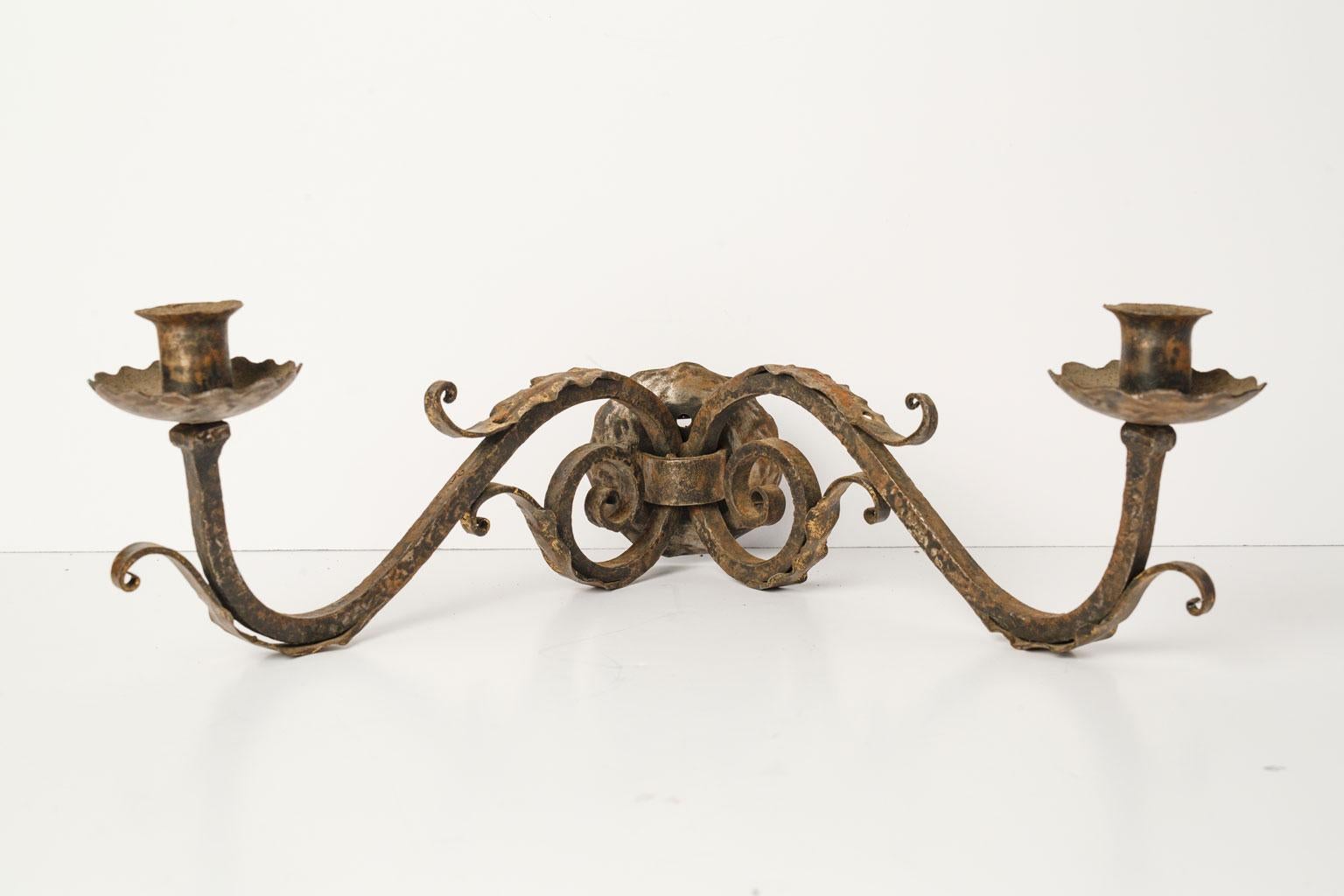 Louis XVI Pair of Fine 2-arm Italian iron sconces.