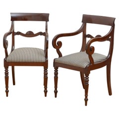 Antique Pair of Fine William IV Carver Chairs in Mahogany