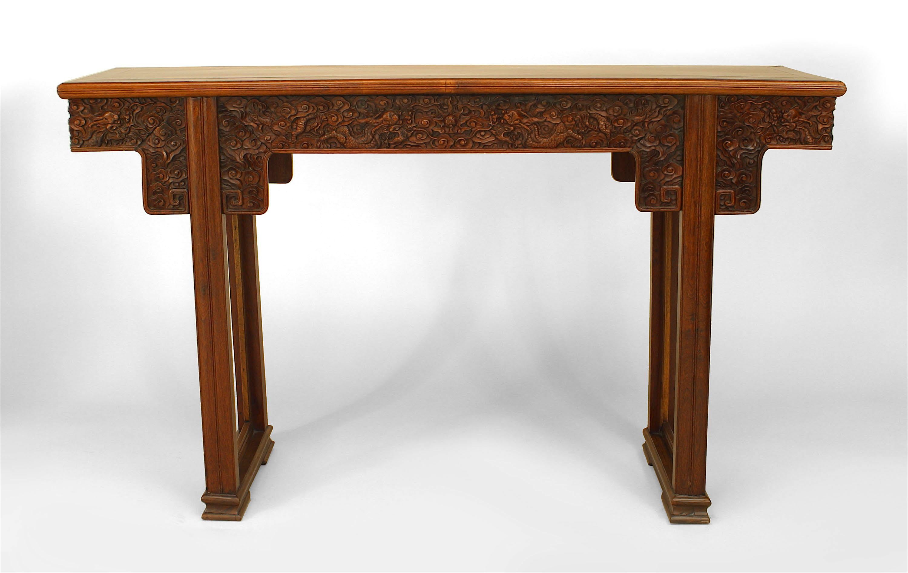 19th Century Pair of Chinese Hardwood Console Tables For Sale