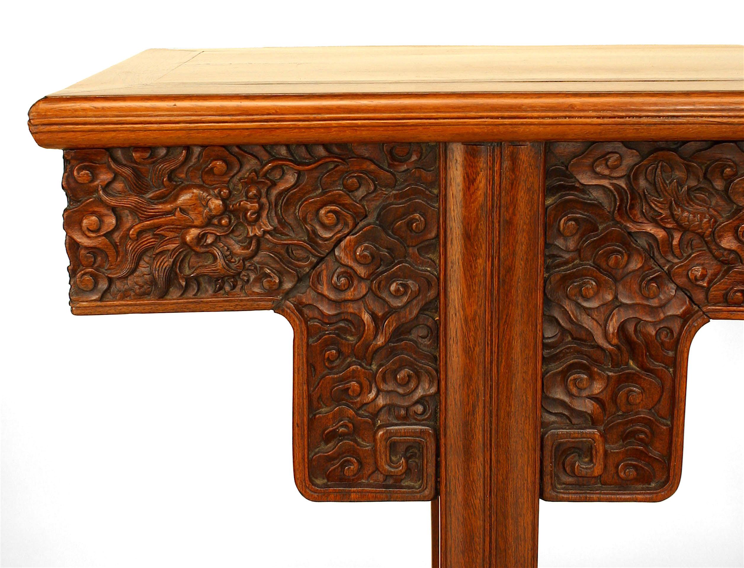 Pair of Chinese Hardwood Console Tables For Sale 3