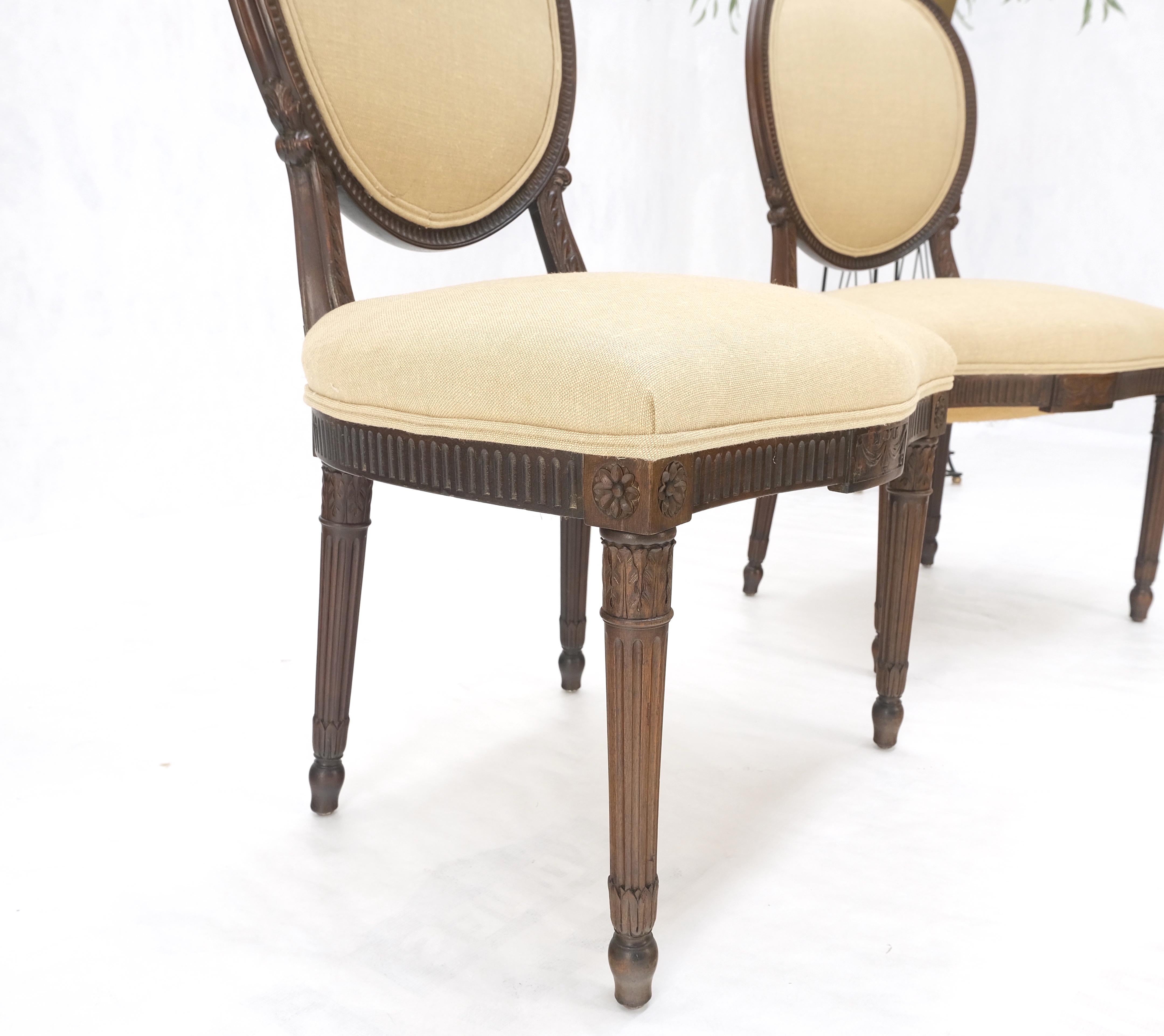 Pair of Finely Carved Walnut Cameo Back Louis XVi Side Fire Chairs New Upholster For Sale 3