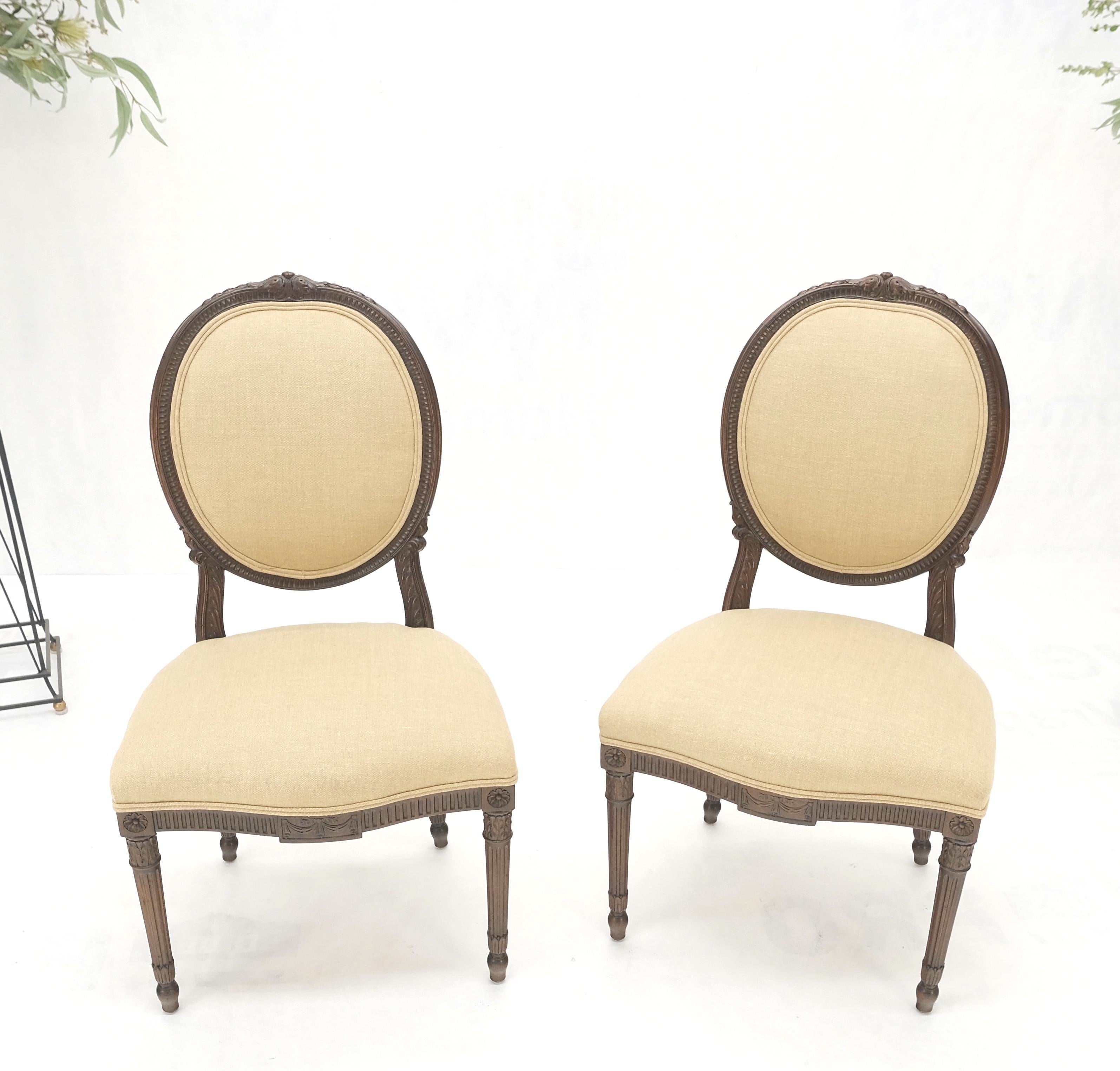 Pair of Finely Carved Walnut Cameo Back Louis XVi Side Fire Chairs New Upholster For Sale 4