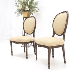 Pair of Finely Carved Walnut Cameo Back Louis XVi Side Fire Chairs New Upholster