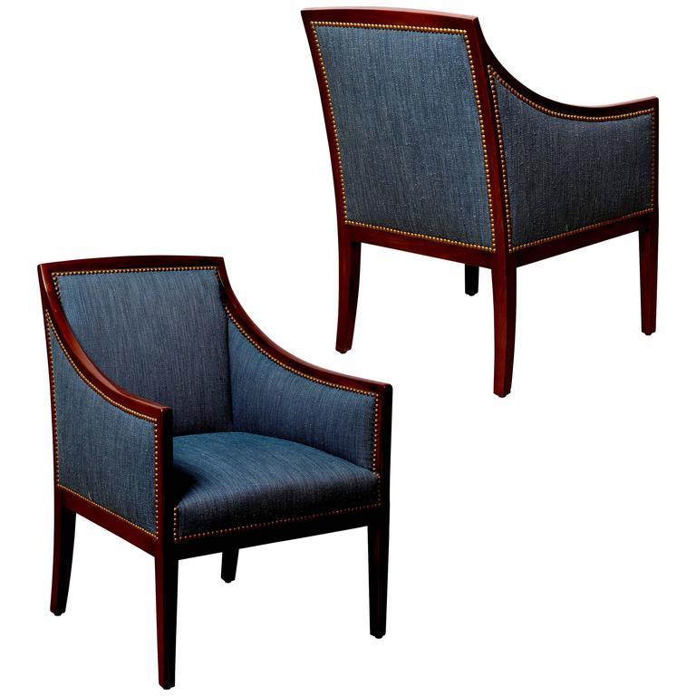 French Pair of Finely Modeled Armchairs Attributed to Jean-Michel Frank For Sale