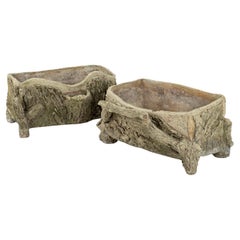 Pair of Finely Sculpted Faux Bois Planters