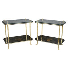 Pair of Finest Quality Maison Bagues Attributed Faux Bamboo Chinoiserie Tables 
