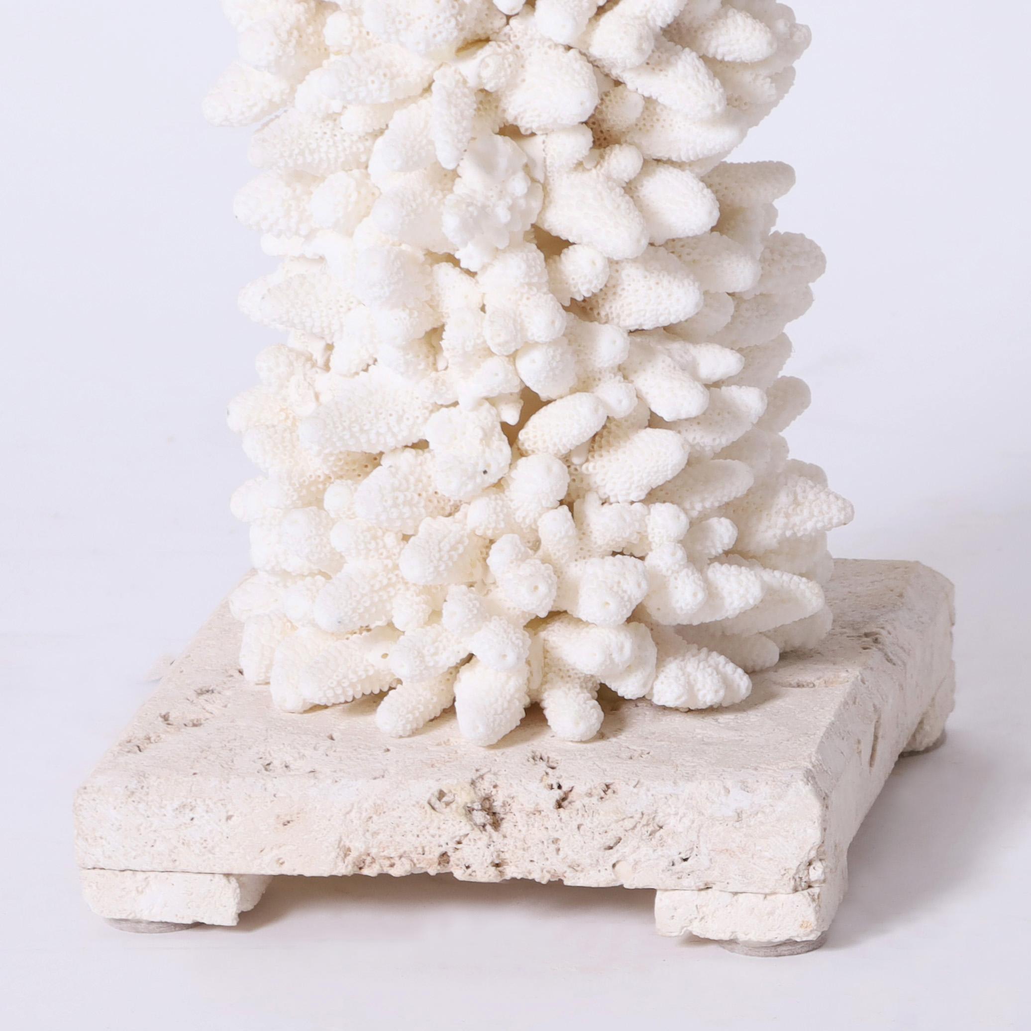 Hand-Crafted Pair of Finger Coral Table Lamps