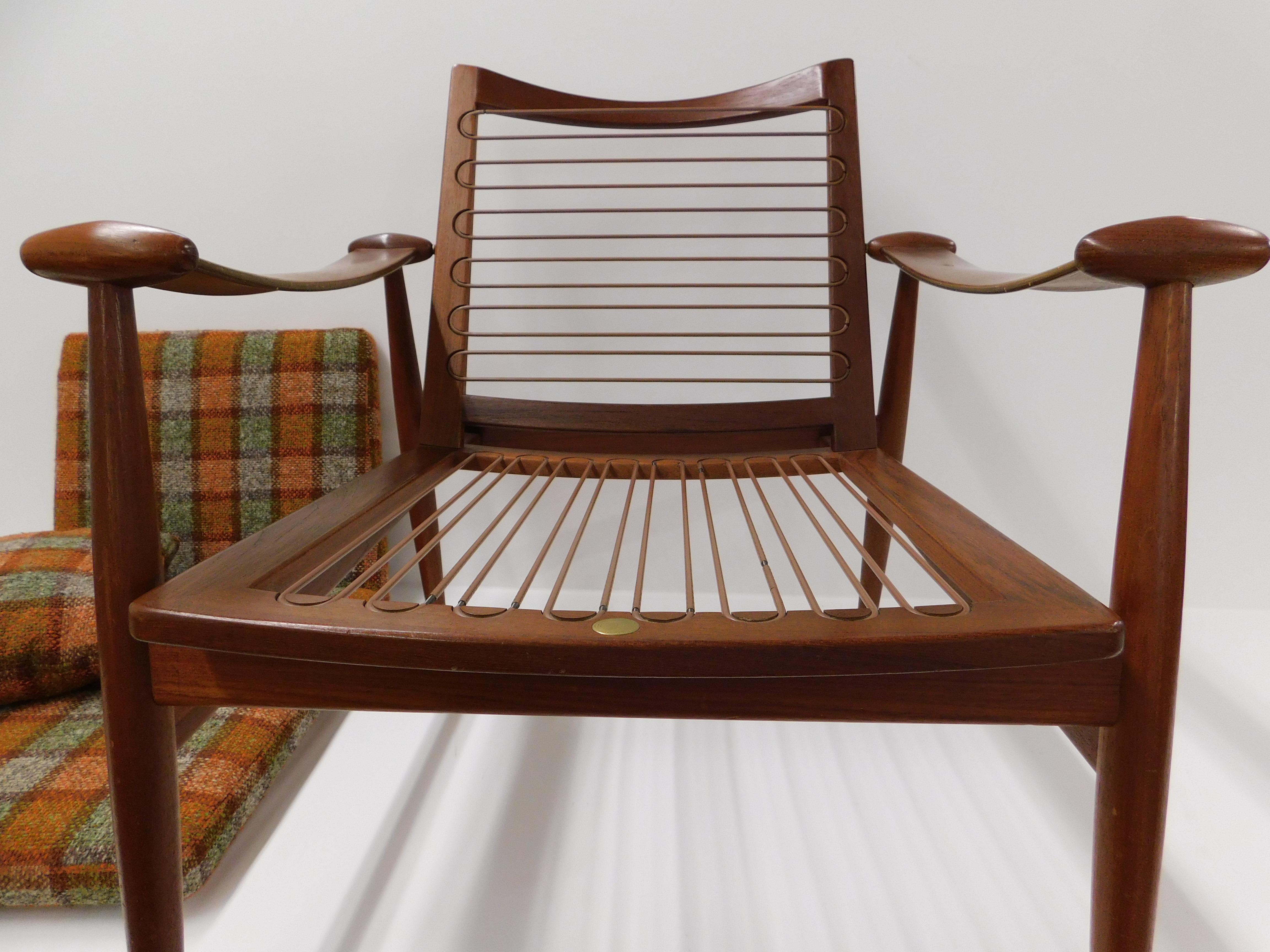 Pair of Finn Juhl 1953 Spade Teak Lounge Chair by France & Daverkosen Denmark 2
