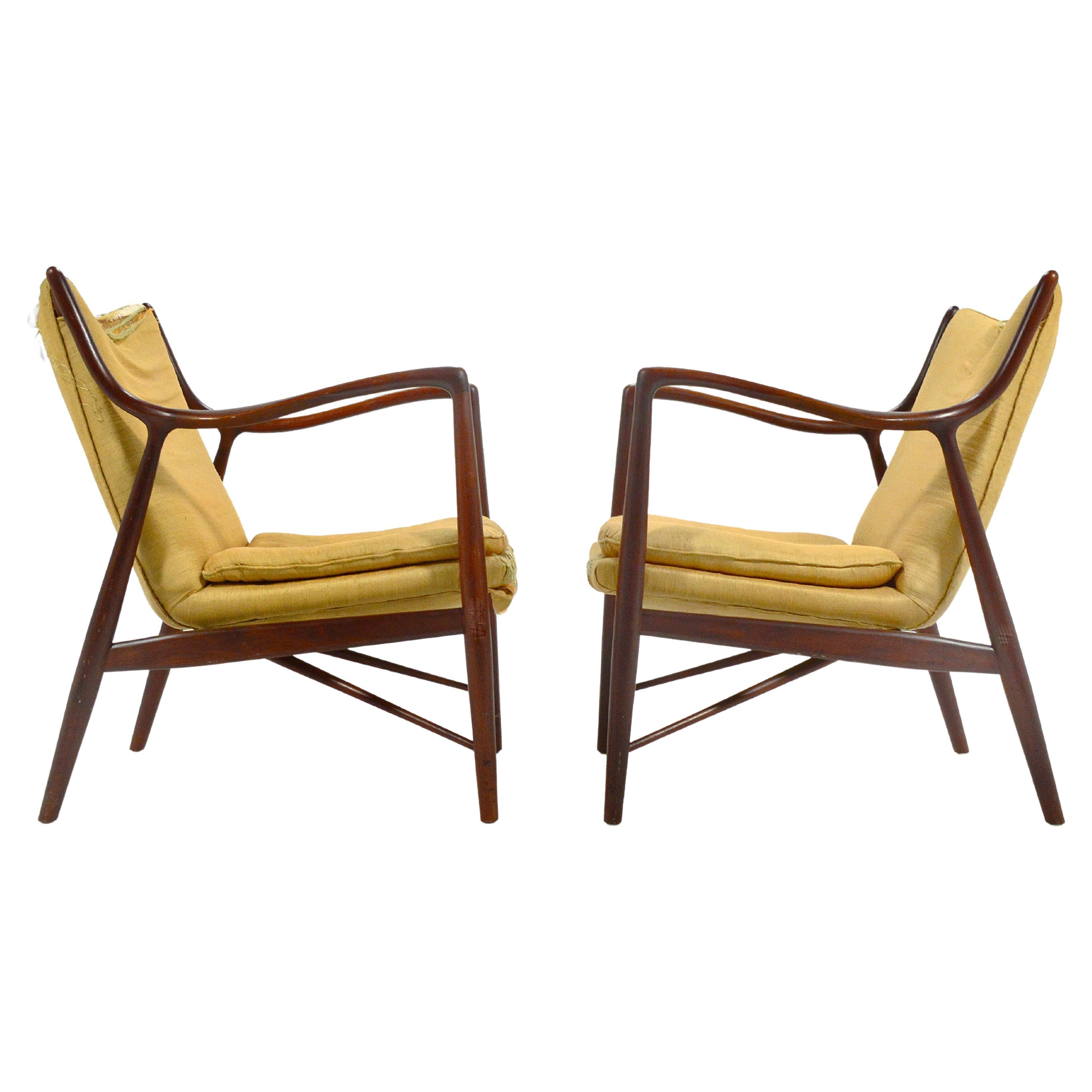 Pair of Finn Juhl #45 Chairs by Baker For Sale