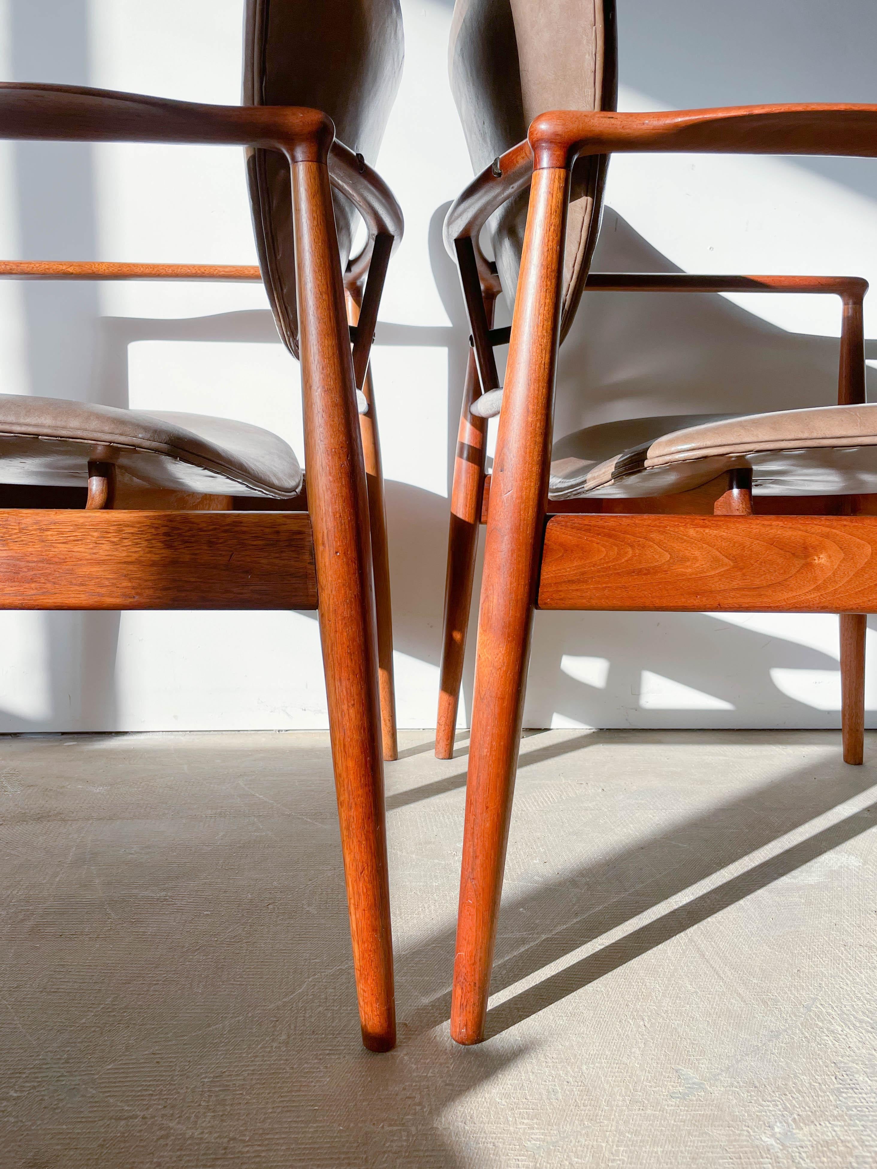 Pair of Finn Juhl 48 Chairs by Baker in Walnut 4