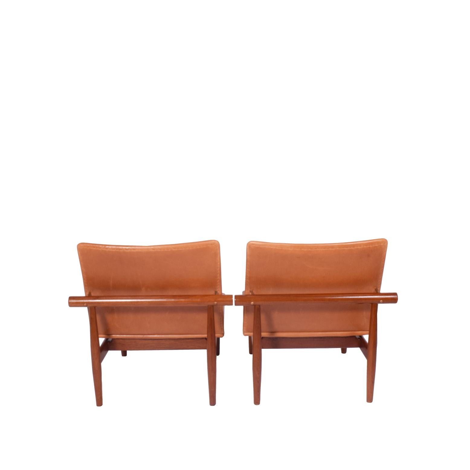 Scandinavian Modern Pair of Finn Juhl Easy Chairs 