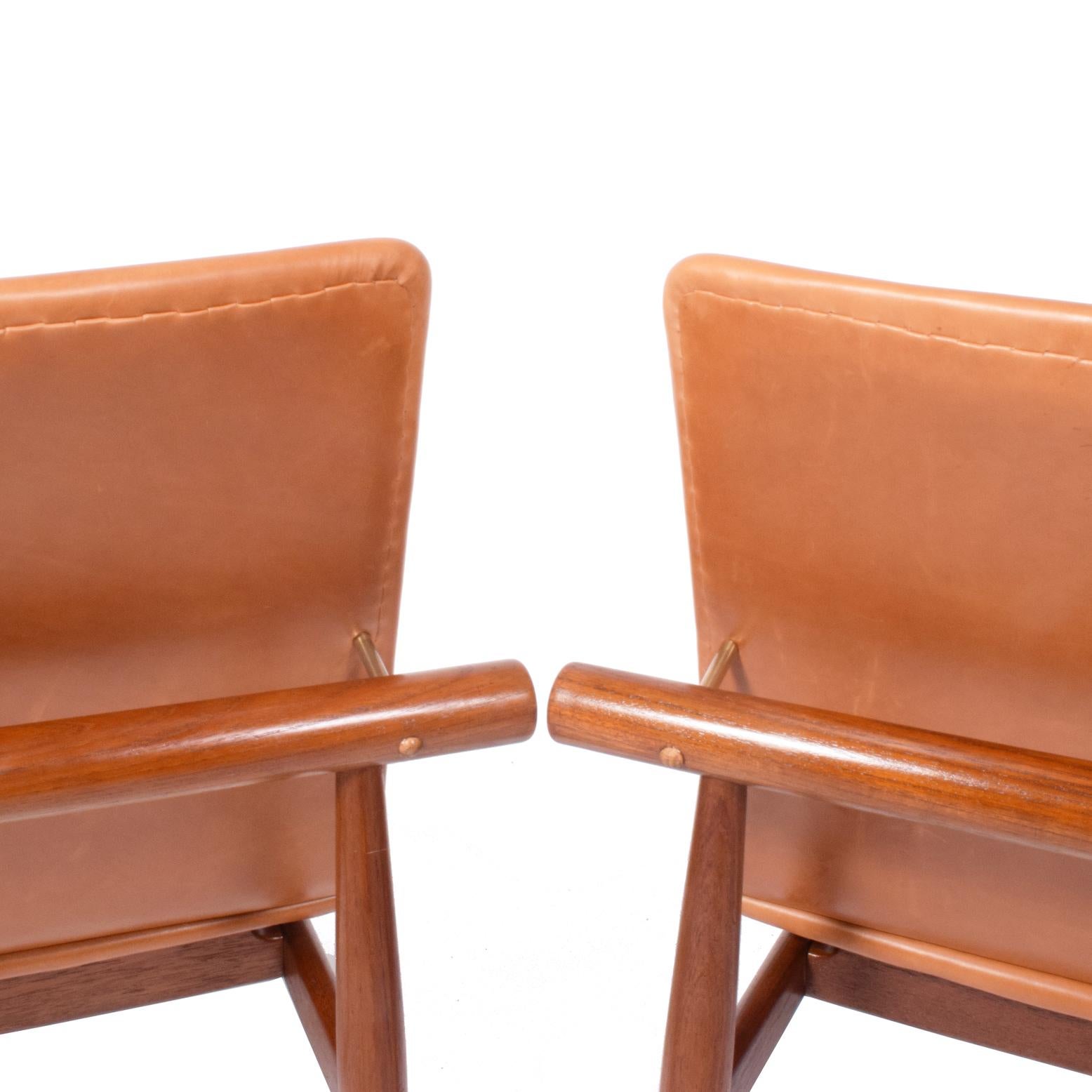 Leather Pair of Finn Juhl Easy Chairs 
