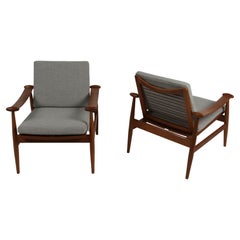 Vintage Pair of Finn Juhl Model 133 "Spade" Teak Lounge Chairs by France & Søn 1950s