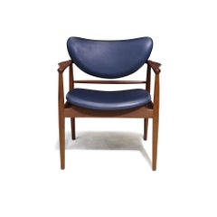 Pair of Finn Juhl Nv 48 Chair Blue Leather