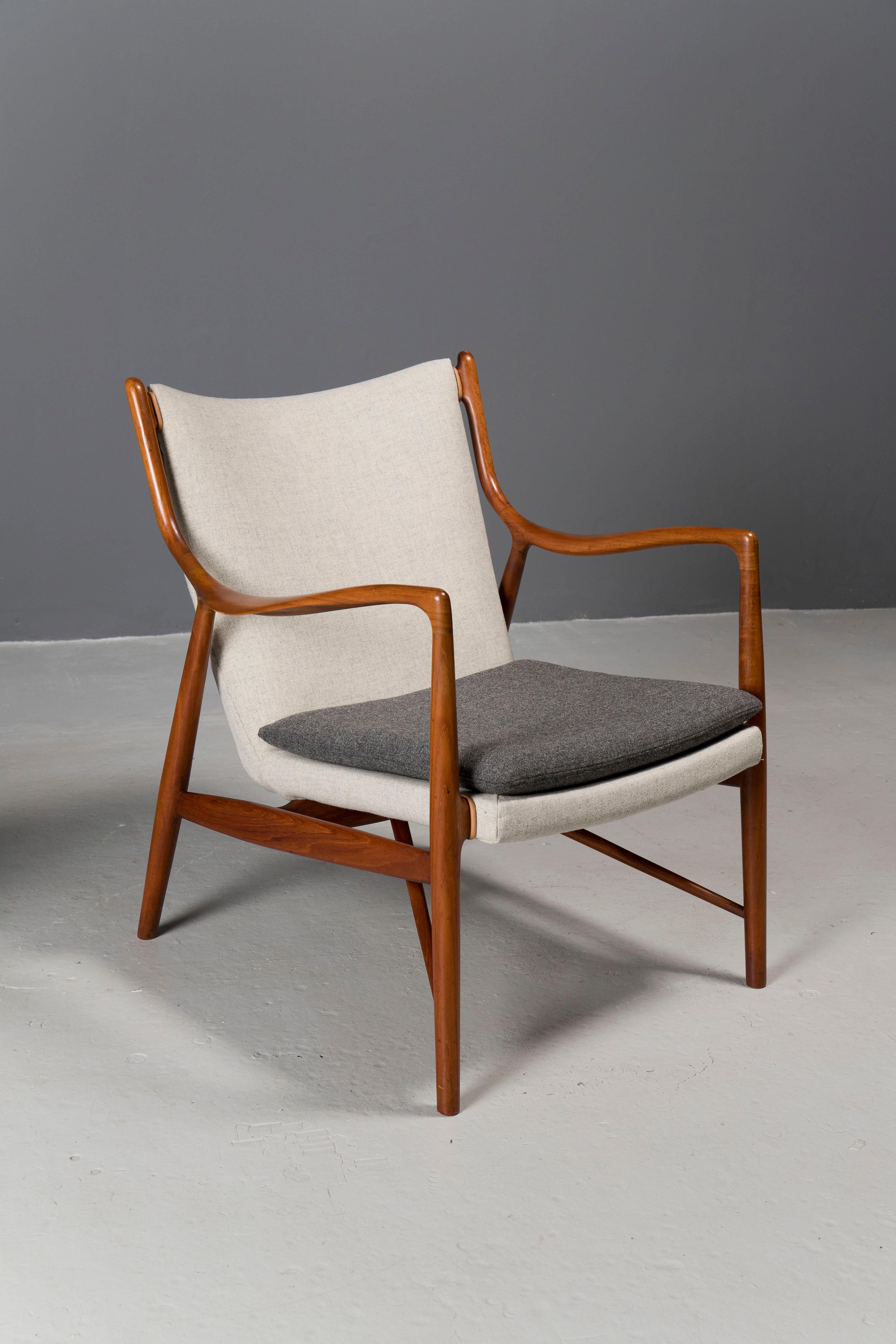 Danish Pair of Finn Juhl, NV45 Chairs in Teak For Sale