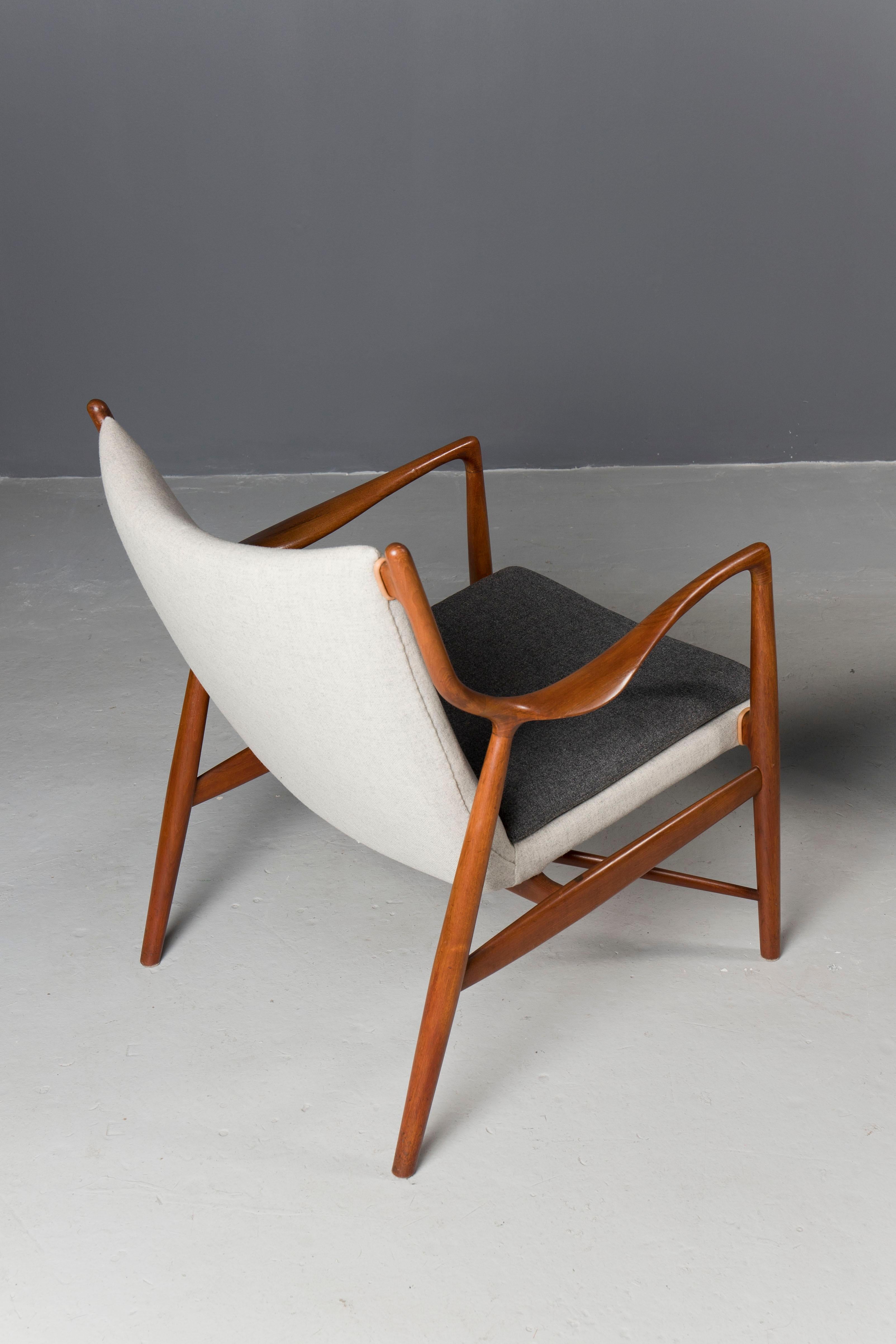Pair of Finn Juhl, NV45 Chairs in Teak In Excellent Condition For Sale In New York, NY