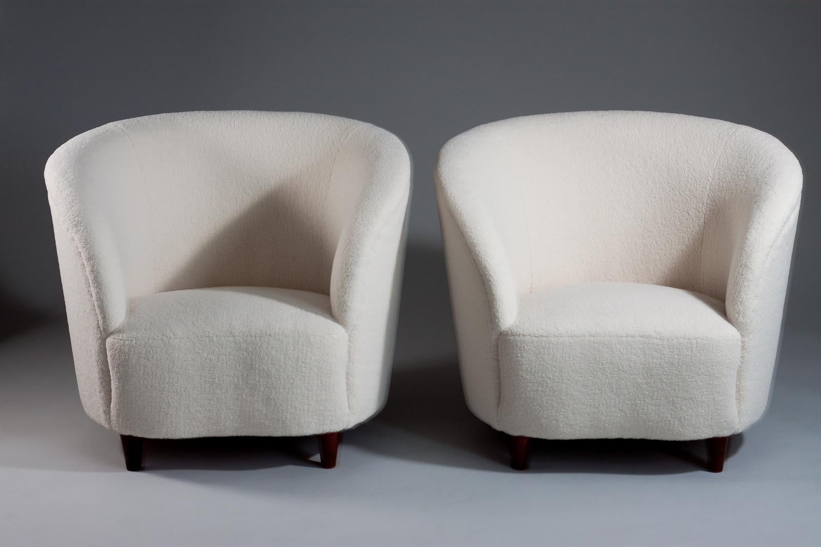 Mid-20th Century Elna Kiljander, Pair of Finnish 1930s Modernist Lounge Chairs