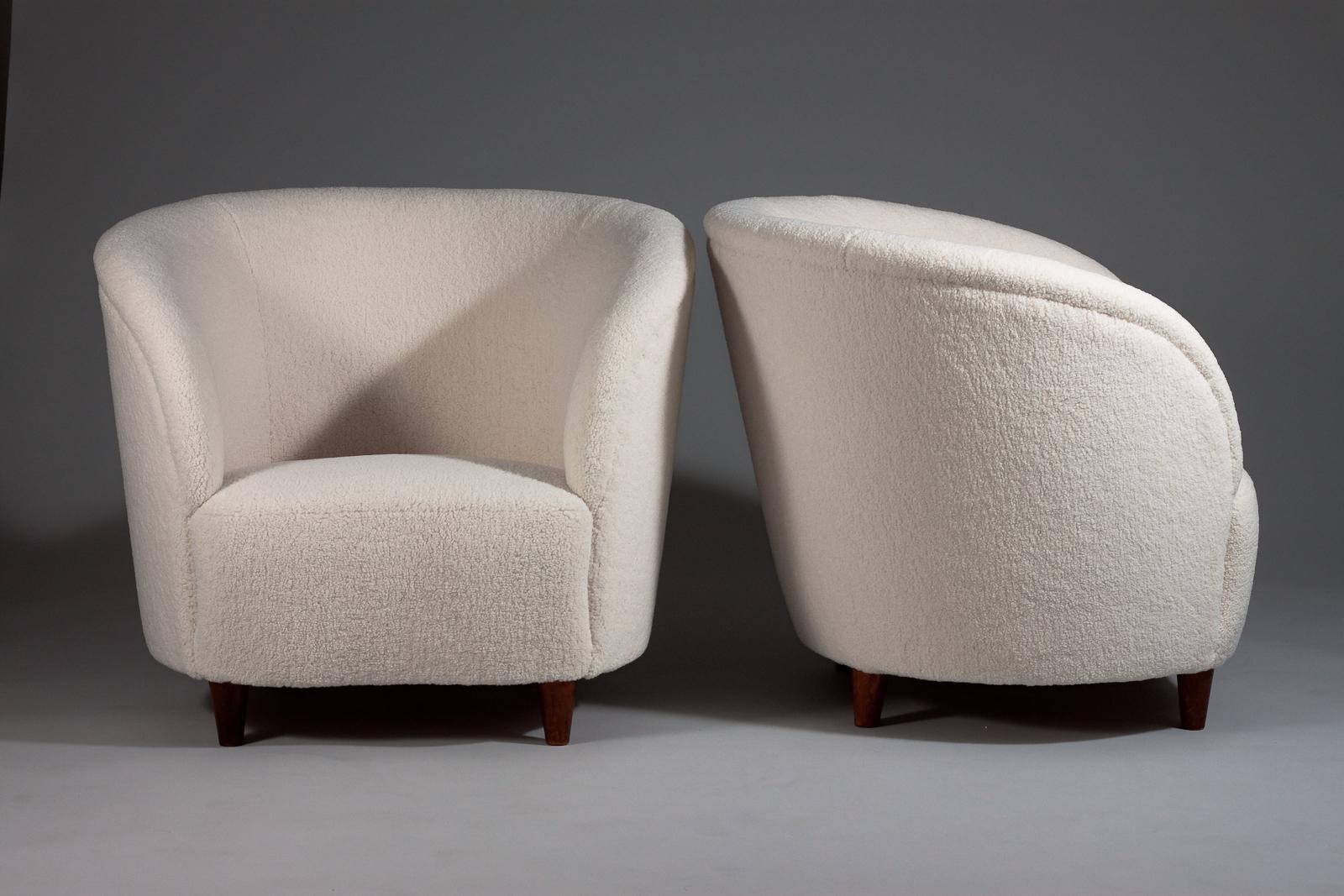 Upholstery Elna Kiljander, Pair of Finnish 1930s Modernist Lounge Chairs