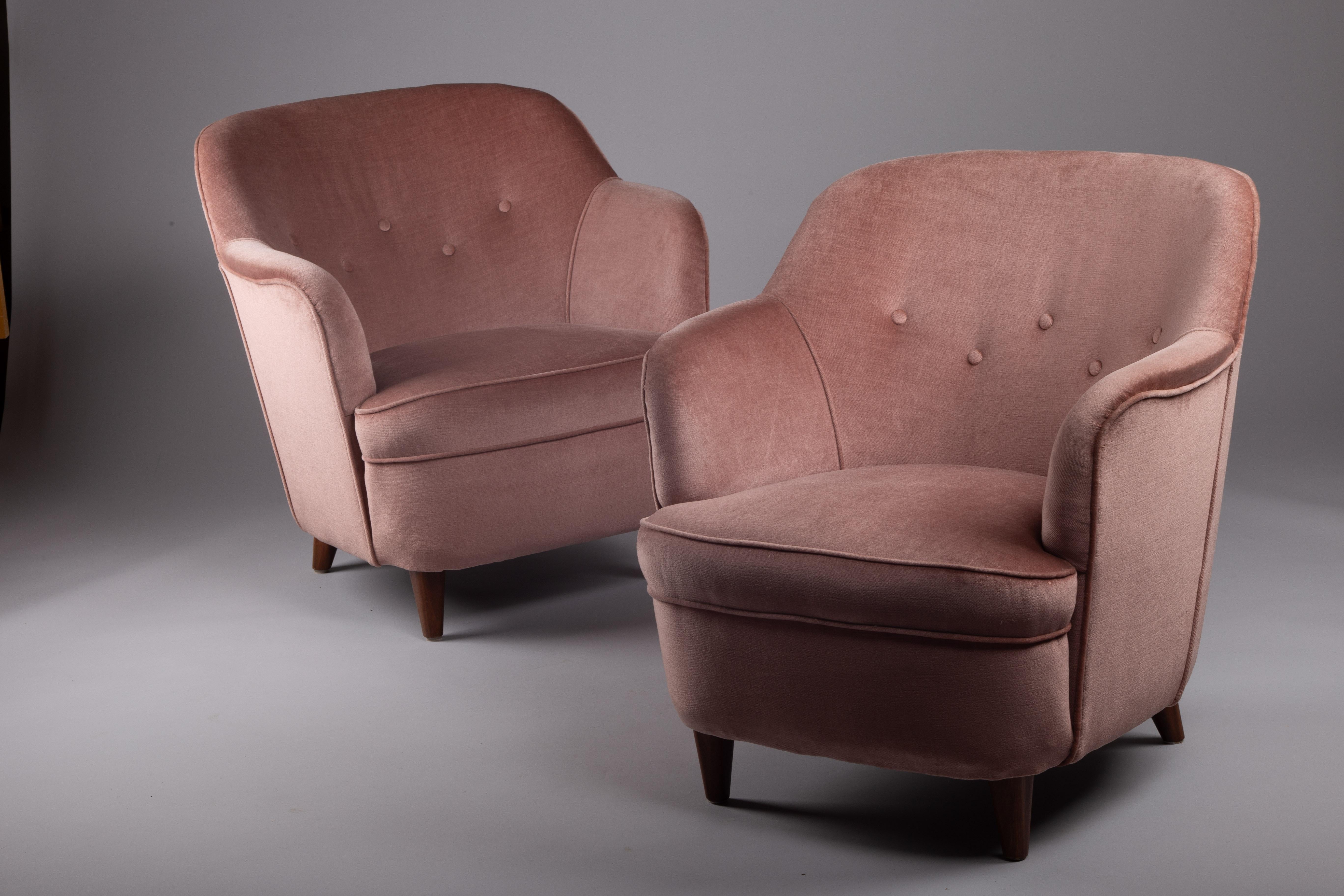 Scandinave moderne Paire de chaises longues finlandaises des années 1950 par Oy Paul Boman Ab en vente