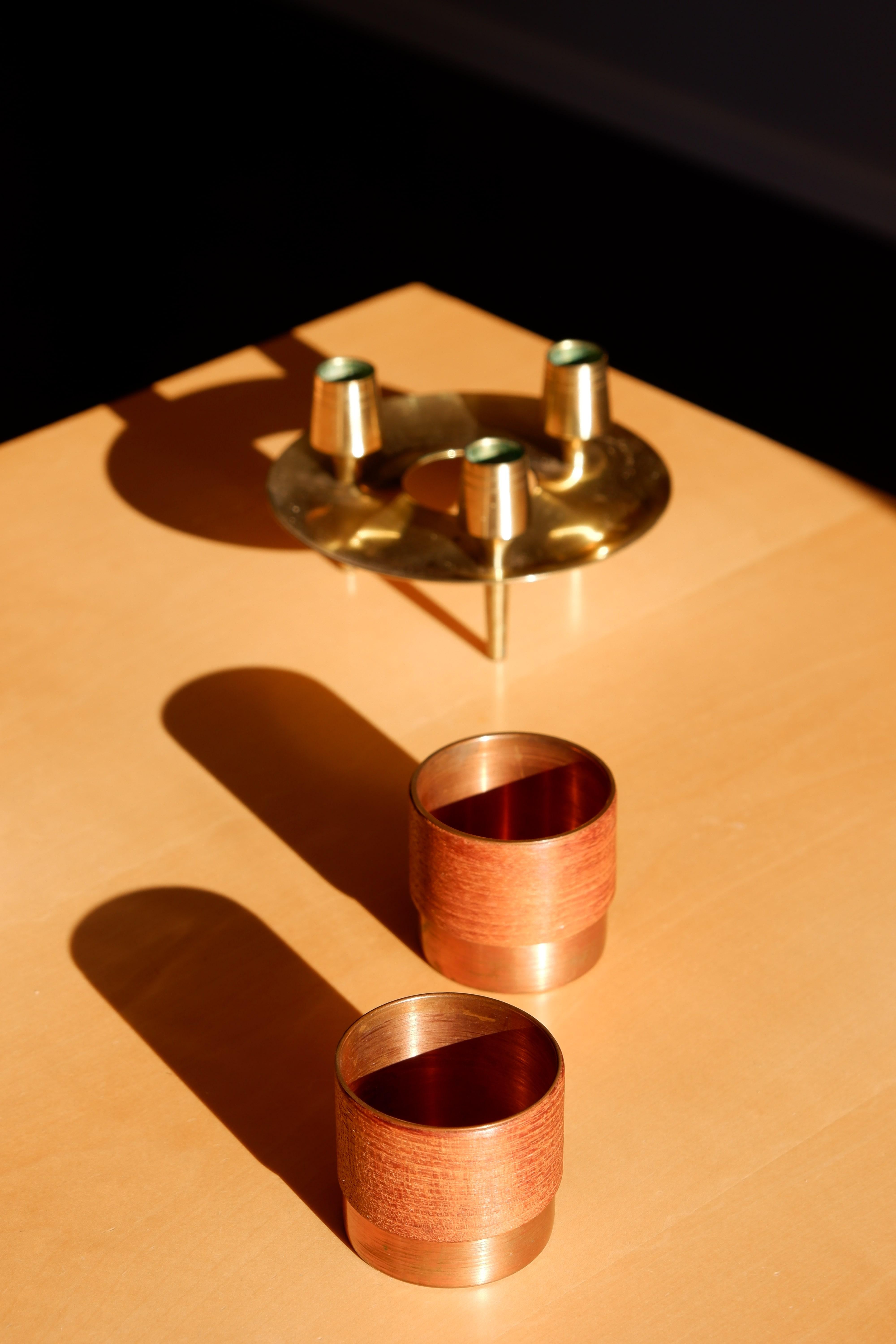 Pair of Finnish Bowls in Copper and Teak in the Style of Paavo Tynell, 60's For Sale 5